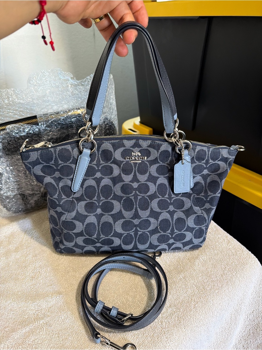Coach Signature Canvas Tote in Blue and Black